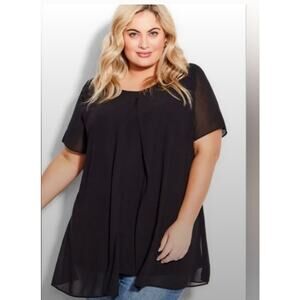 Arna York Collection Tunic Liv Overlay MM Black Chiffon Size 22/24 NWT